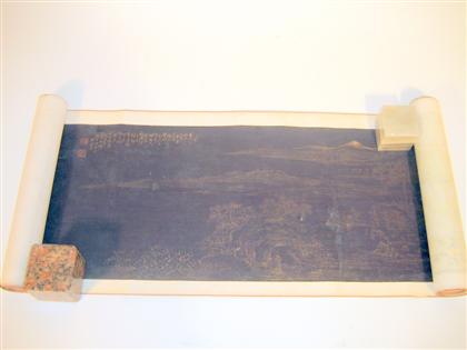 Appraisal: Chinese handscroll qing dynasty Of long rectangular form midnight blue