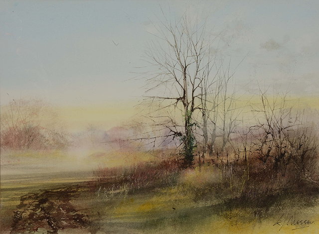 Appraisal: KEN MESSER b 'Morning Near West Ilsley' signed watercolour x