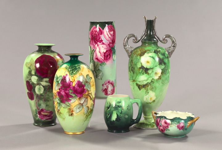 Appraisal: Six-Piece Collection of Hand-Painted American Belleek Porcelain comprised of a