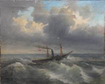 Appraisal: Painting Signed A Bogolyubov Russian Steam ship on choppy waters