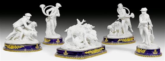 Appraisal: RARE BISCUIT 'SURTOUT DE TABLE LA CHASSE' S VRES CIRCA