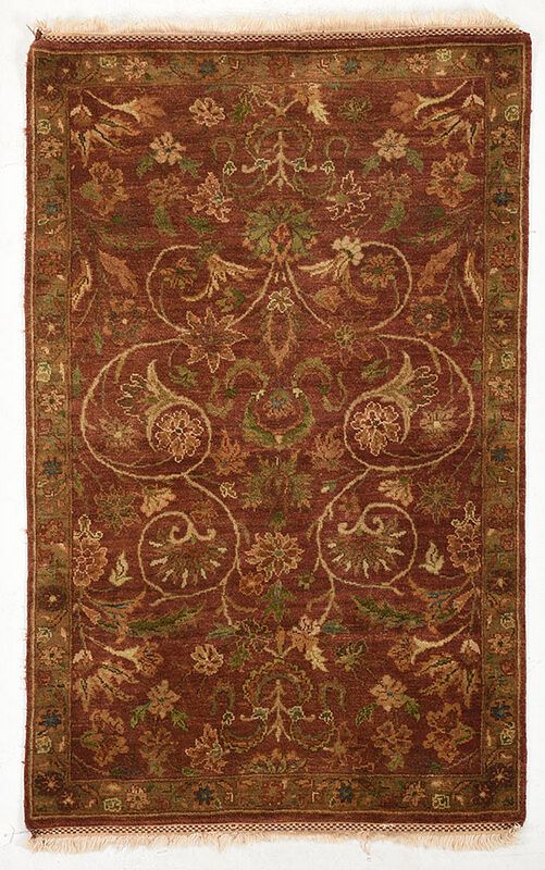 Appraisal: Afghanistan Rug th century brownish field with trailing vines and