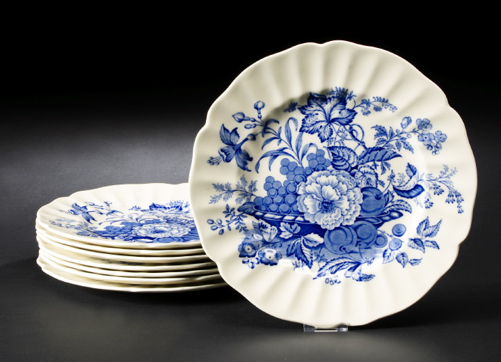 Appraisal: Set of Eight Royal Doulton Blue Transfer-Printed Creamware Dinner Plates