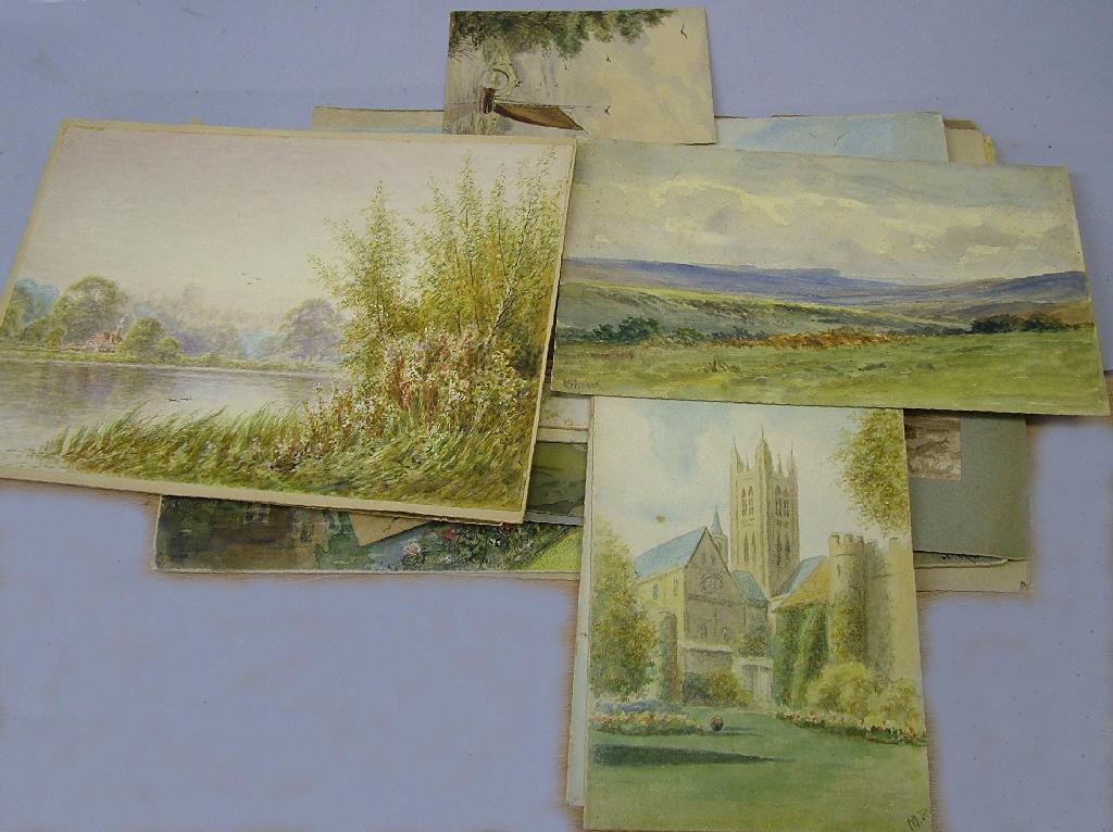 Appraisal: Quantity of amateur landscape watercolours various artists approx