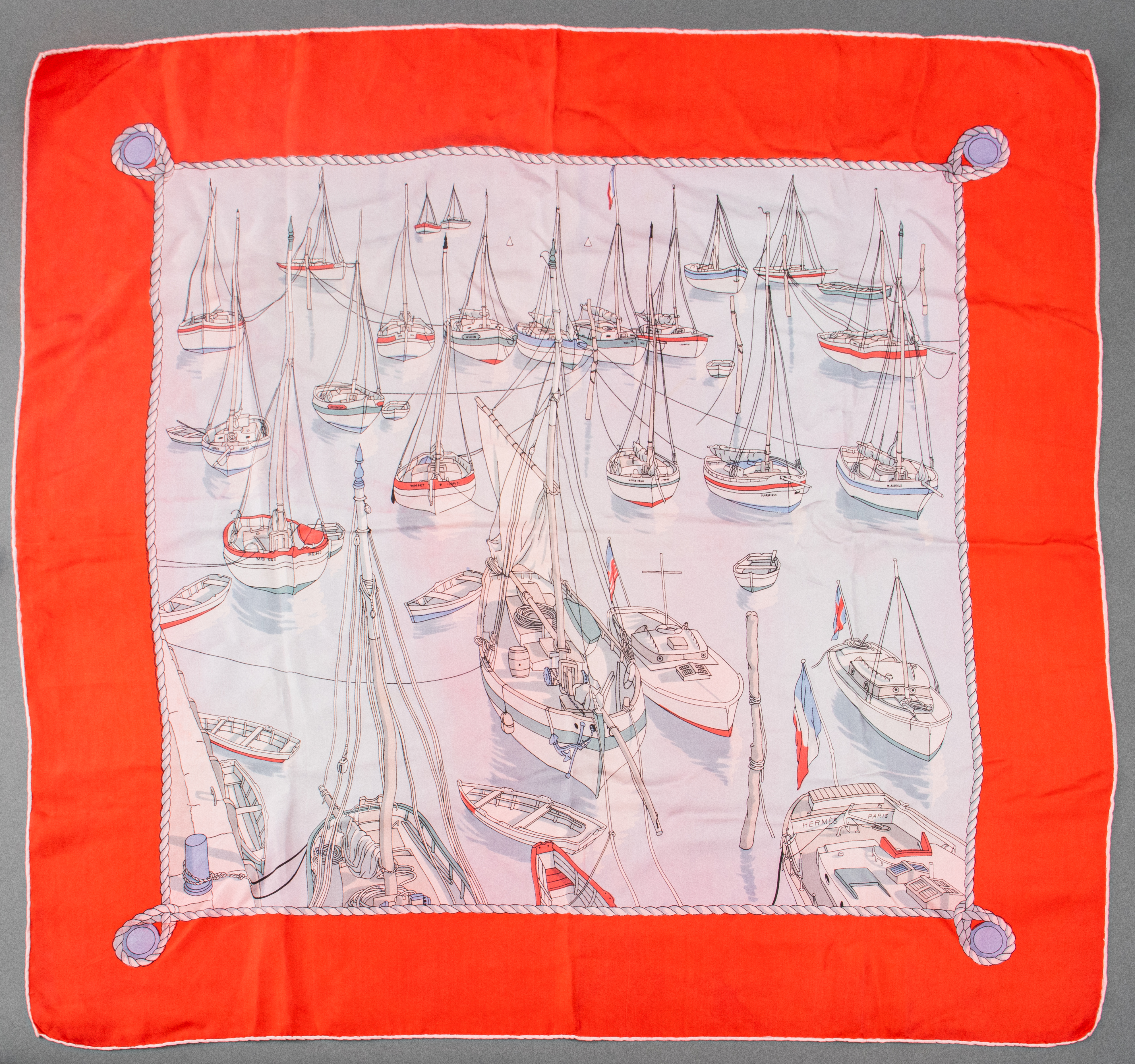 Appraisal: HERMES PARIS SILK SCARF Hermes Paris silk scarf featuring a