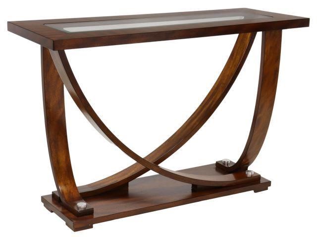 Appraisal: Contemporary mahogany finish console table late th c frame with