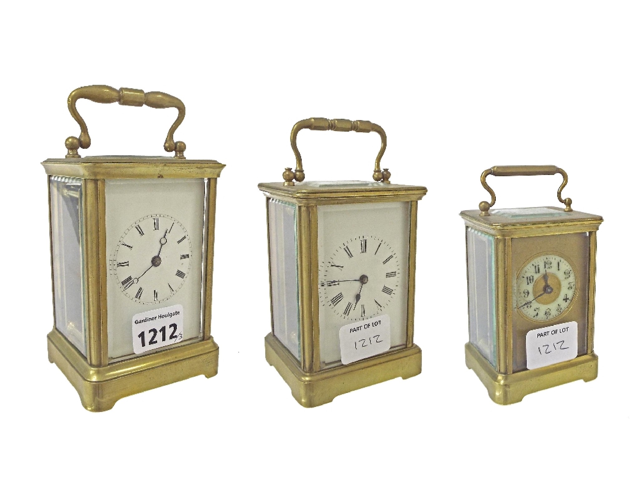 Appraisal: Three carriage clock timepieces each within brass corniche case