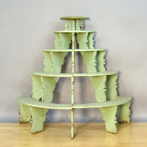 Appraisal: Victorian -tier plant stand th c retaining an old green