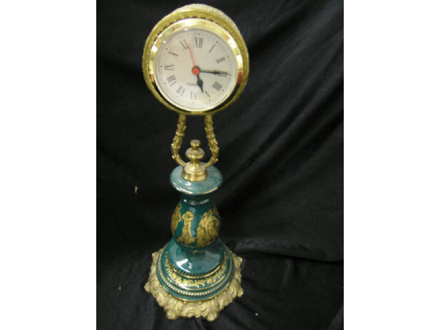 Appraisal: Italian Porcelain Desk Clock classical woman decor