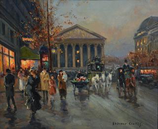 Appraisal: Oil on canvas Paris - Madeleine - Rue Royal after