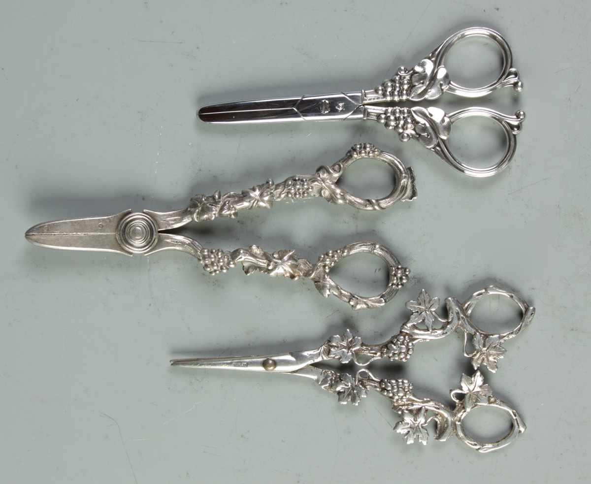 Appraisal: Group of Pair Sterling Grape Scissors Group of Pair Sterling