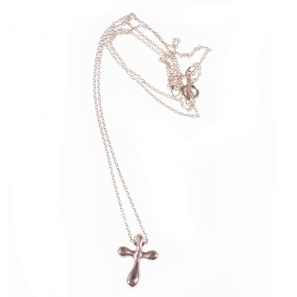 Appraisal: Tiffany Elsa Peretti Sterling Silver Cross Pendant Chain Tiffany Co