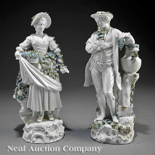 Appraisal: A Pair of Meissen Blanc de Chine and Polychrome Porcelain