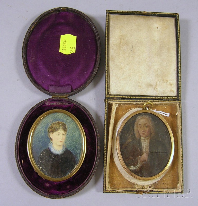 Appraisal: Framed th Century Miniature Painted Portrait of Gentleman on Tin