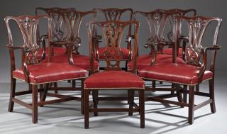 Appraisal: Set of Eight Carved Mahogany Chippendale S Set of Eight