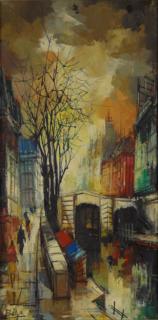 Appraisal: Mid th Century Paris School Street and Canal Scene Signed