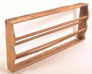 Appraisal: th C Primitive Pine Dovetailed Plate Rack Shelf th C