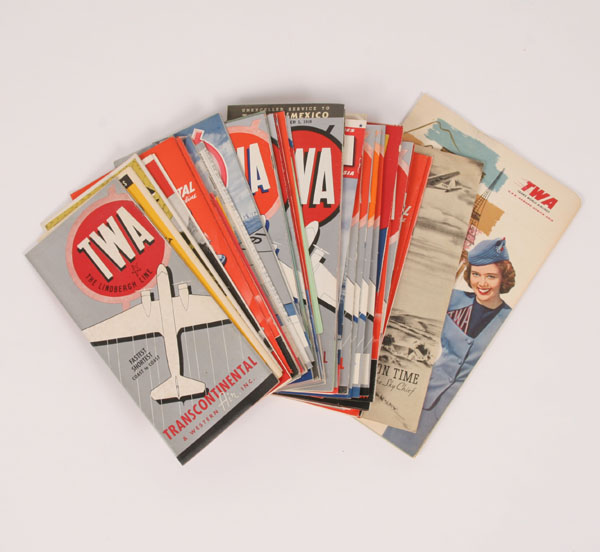 Appraisal: Lot of TWA airline schedules timetables etc some Lindbergh Line