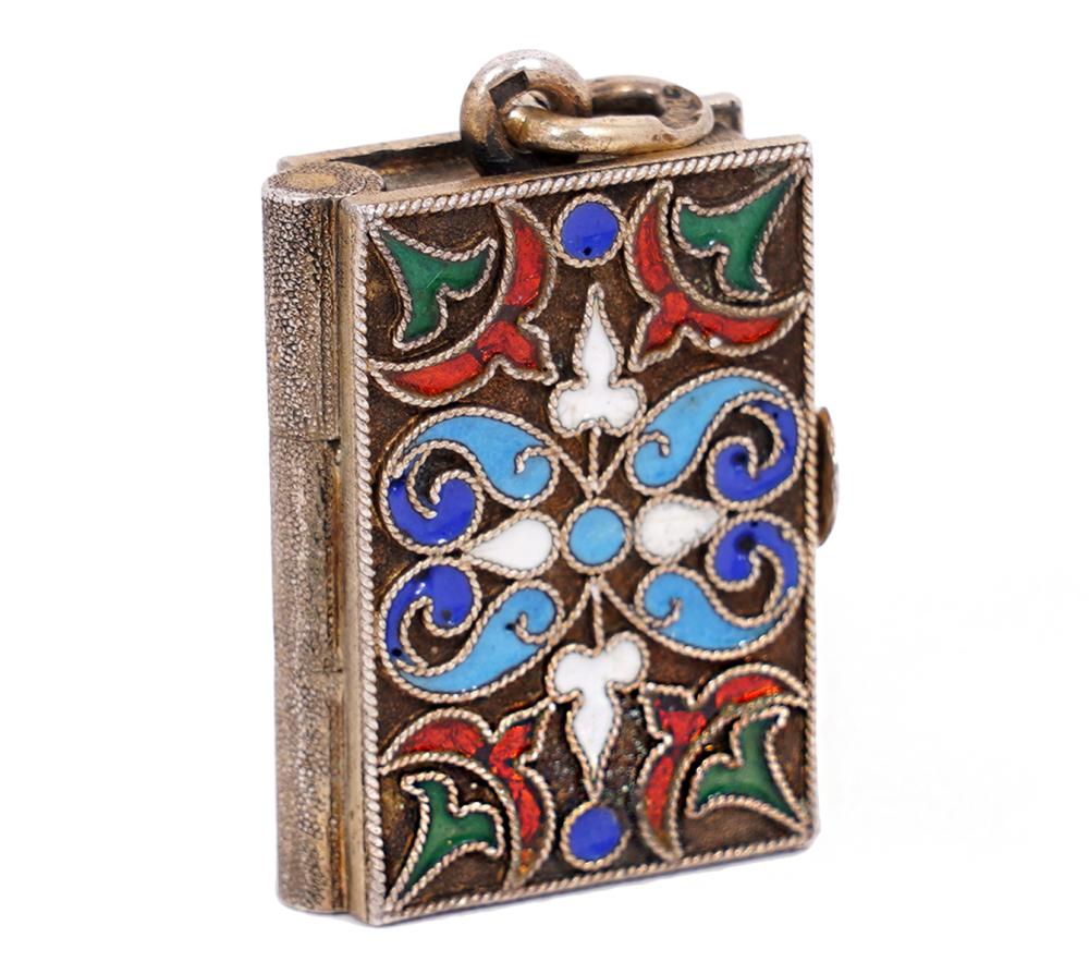 Appraisal: RUSSIAN IMPERIAL SILVER ENAMEL 'BOOK' LOCKETRussian Imperial enamel gilt silver