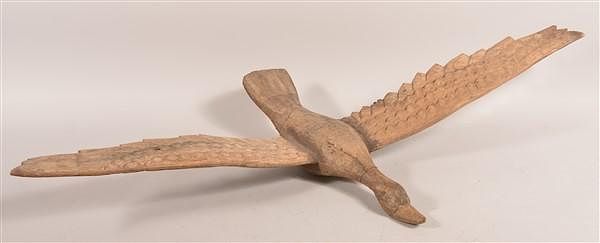 Appraisal: Vintage Folk Art Carved Wood Goose in Flight Vintage Folk