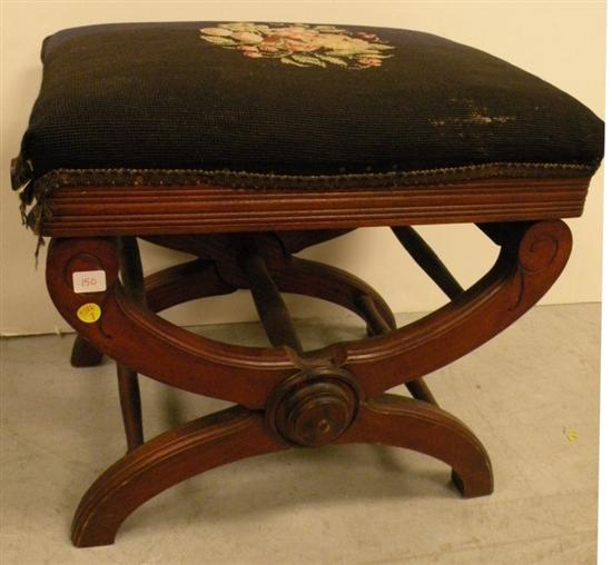 Appraisal: Cook Co c adjustable height organ stool needlepoint seat