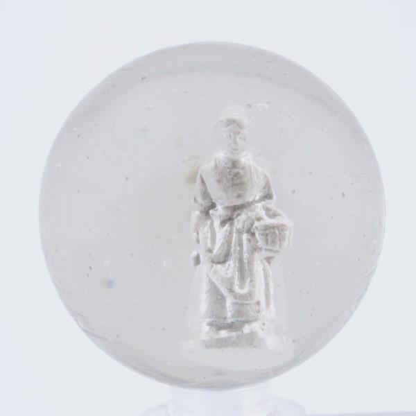 Appraisal: Woman With Basket Sulphide Marble Great figure of a standing