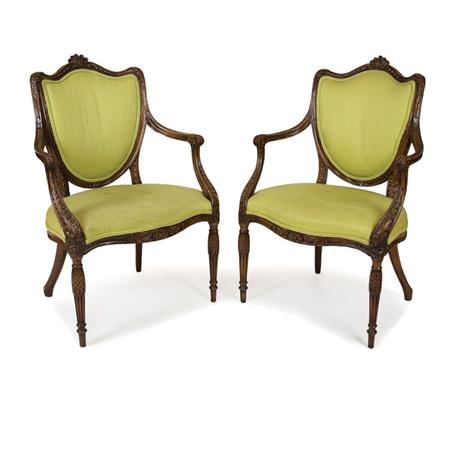 Appraisal: Pair of George III Stained Beechwood Armchairs Estimate -