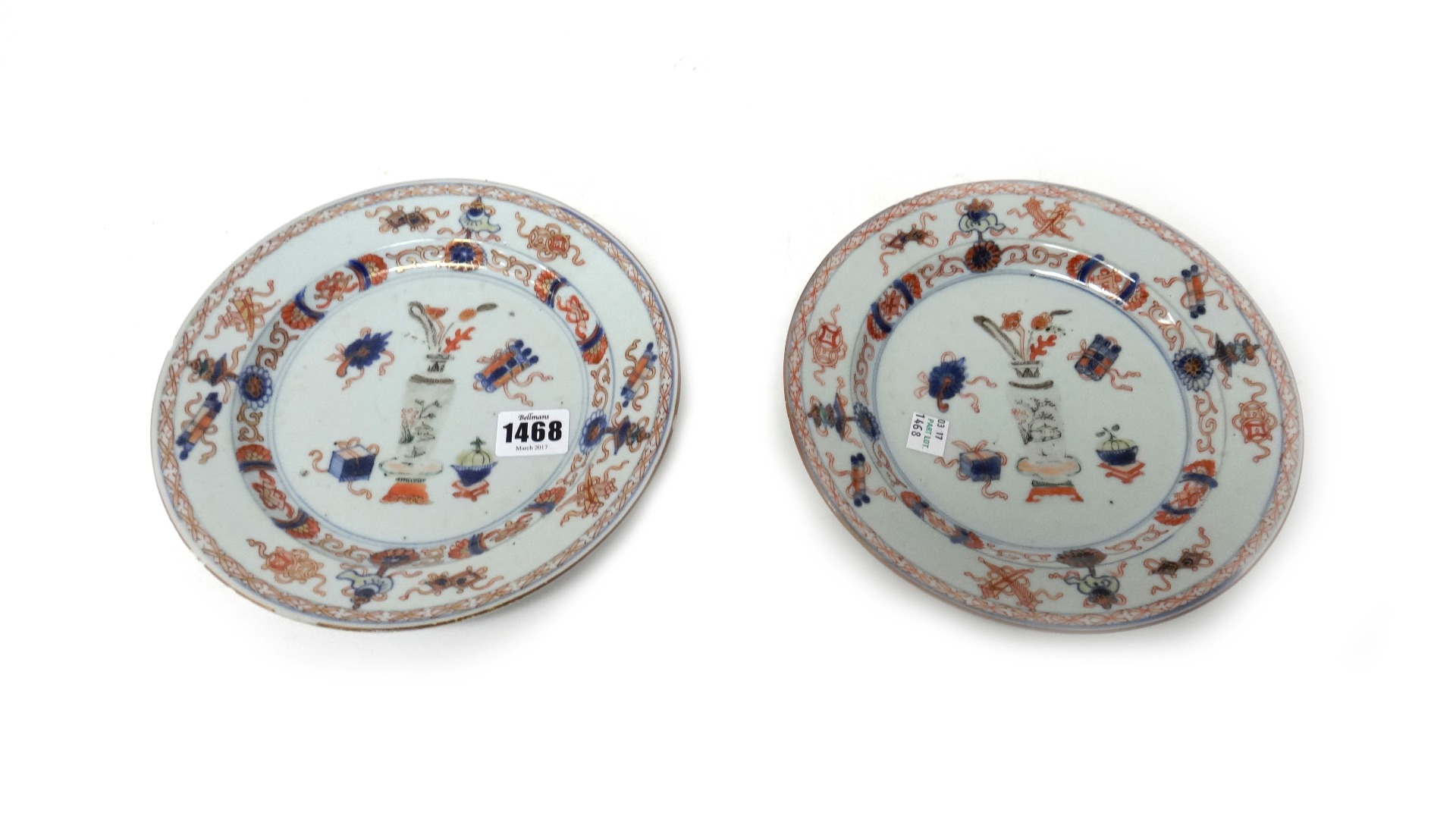 Appraisal: A pair of Chinese verte Imari plates Kangxi each painted