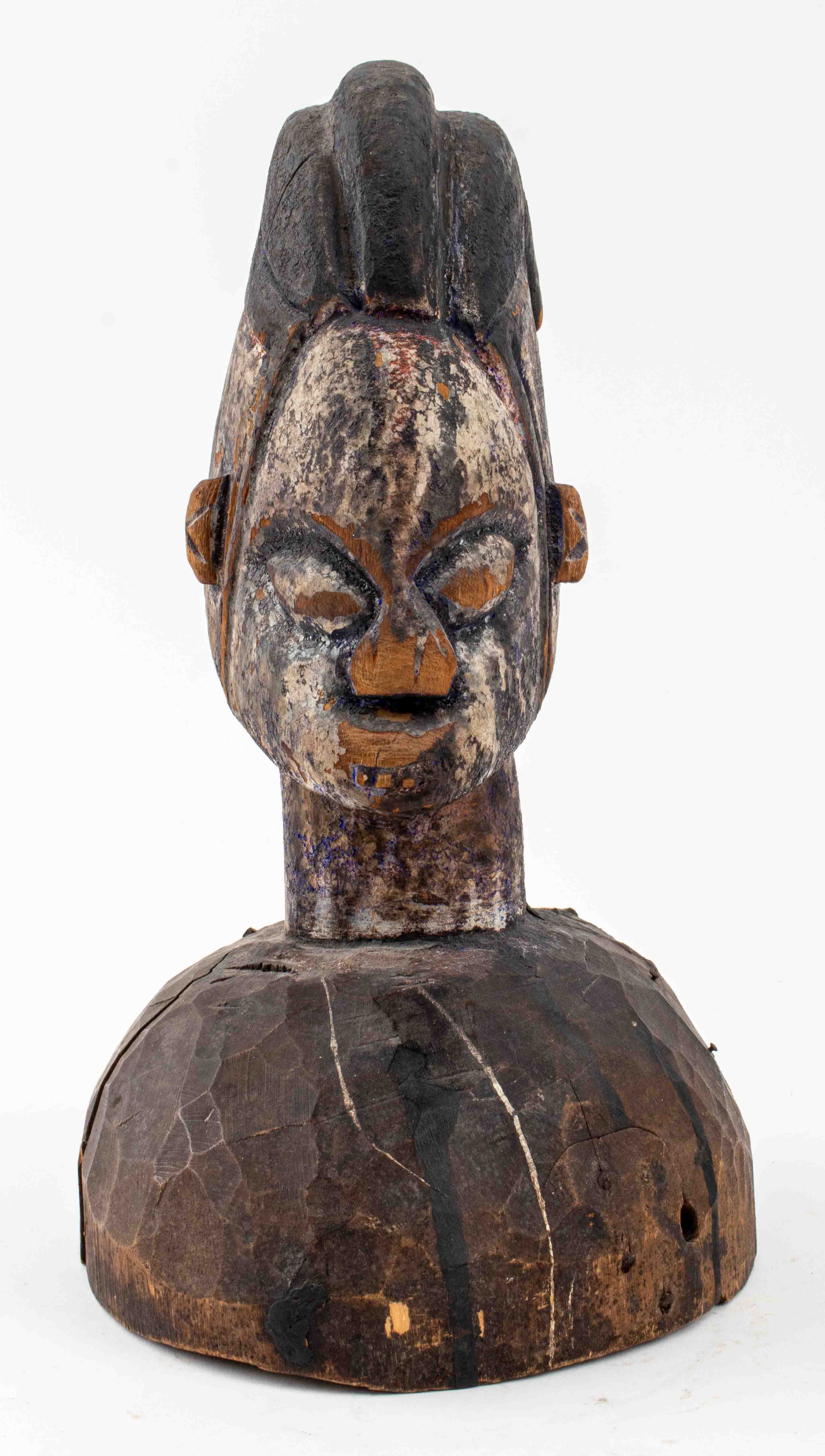 Appraisal: YORUBA POLYCHROME PAINTED WOODEN CARVING African Yoruba people of Nigeria