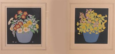 Appraisal: Spring Flowers' two wood cuts by John Hall Thorpe framed