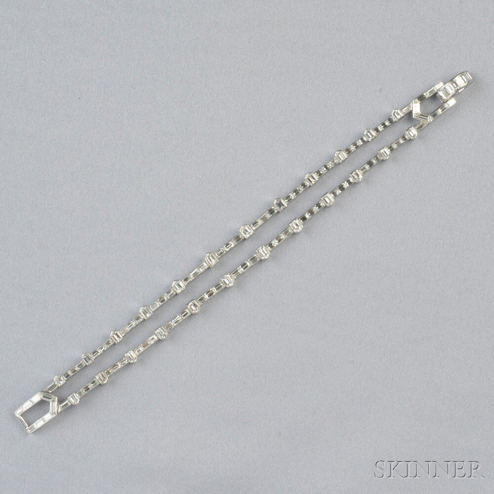 Appraisal: Platinum and Diamond Bracelet Van Cleef Arpels New York composed