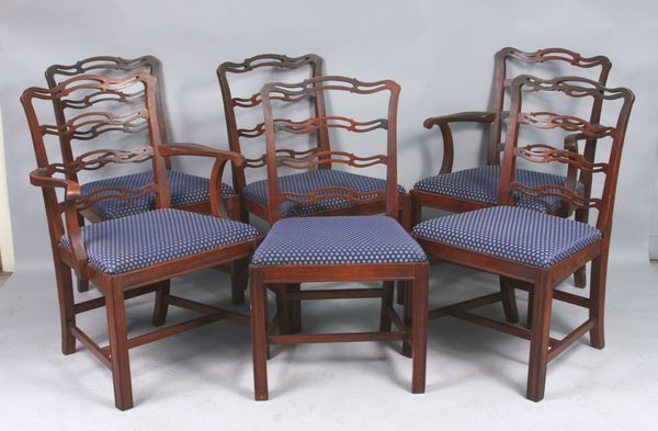 Appraisal: Set of six th- th Century Chippendale mahogany chairs including