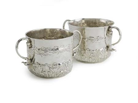 Appraisal: A scarce pair of William and Mary silver porringers possibly