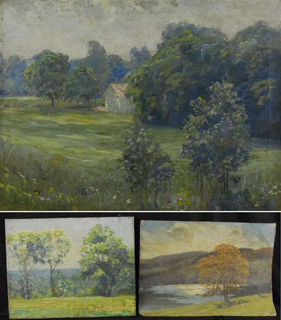 Appraisal: SHELDON PARSONS American - THREE LANDSCAPES three unsigned oils on