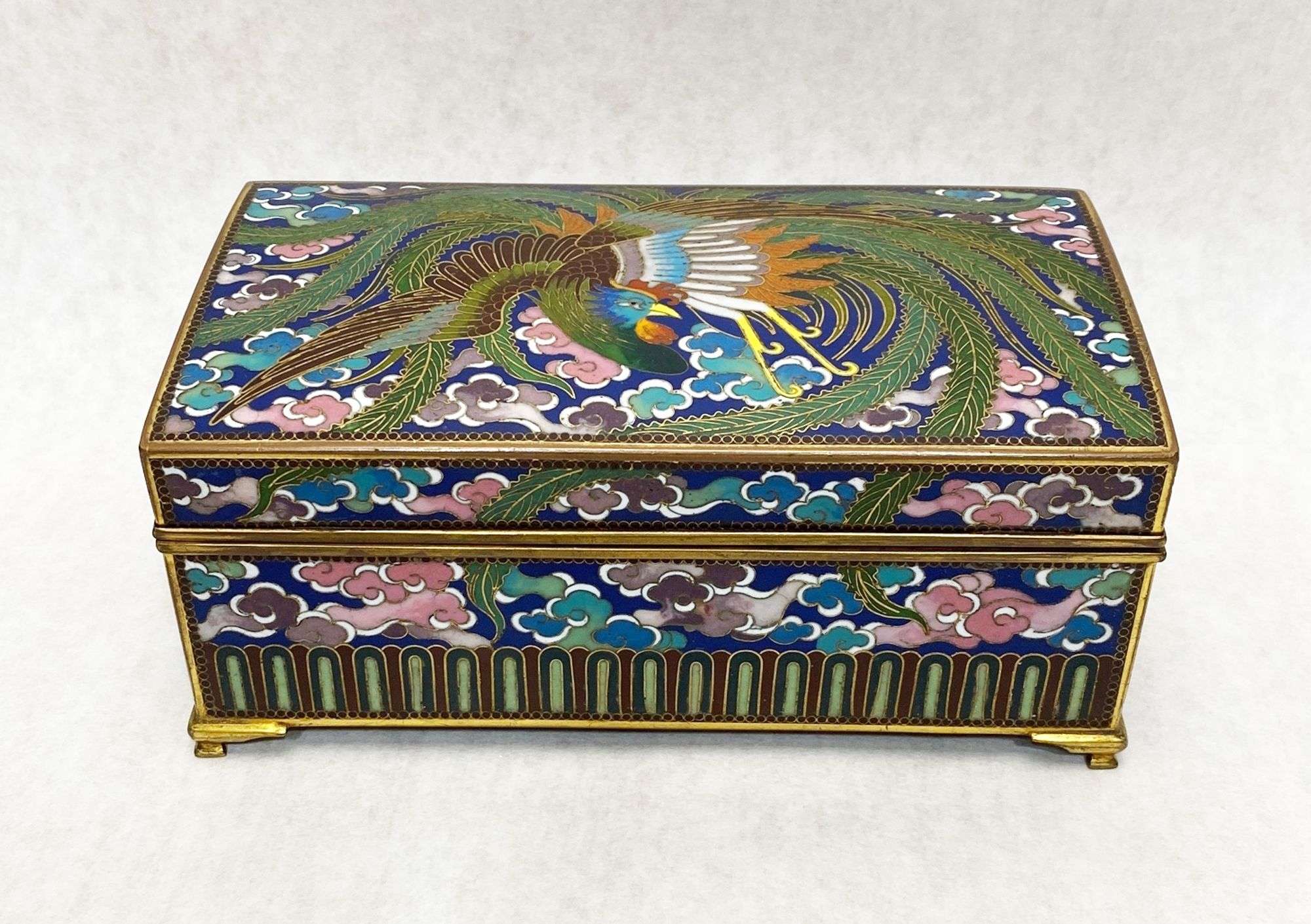 Appraisal: Japanese Meiji Period Cloisonne Phoenix Box by by tall Condition