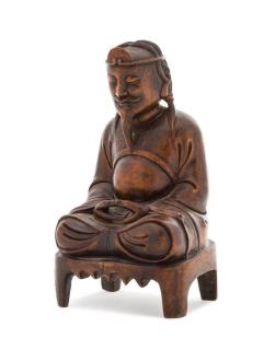 Appraisal: A Carved Wood Figure of Seated Vimalakirti A Carved Wood