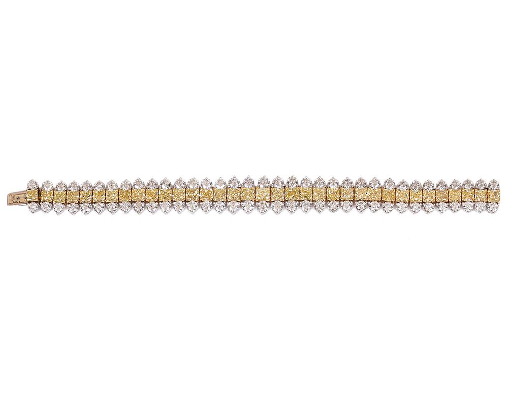 Appraisal: K WG YG Yellow Natural Diamond Bracelet K white and