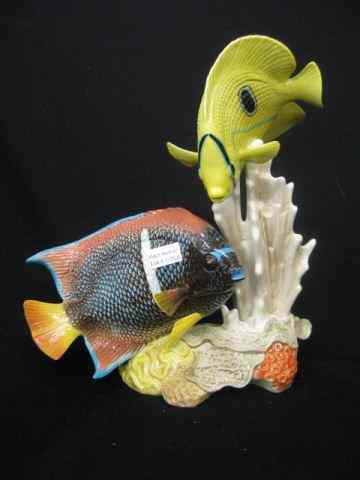 Appraisal: Goebel Porcelain Fish Figurine pairswimming around coral artist signed Frobek