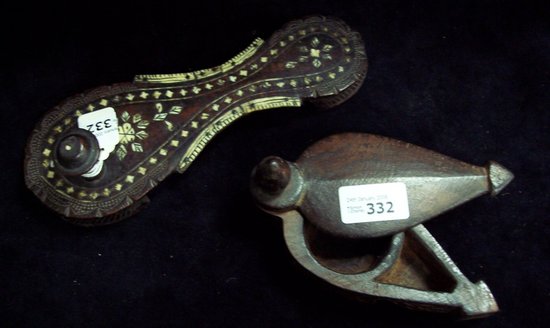 Appraisal: A shaped carved box and cover and a Japanese sandal