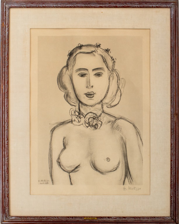 Appraisal: HENRI MATISSE JEUNE FEMME AUX SEINS NUS PRINT Henri Matisse