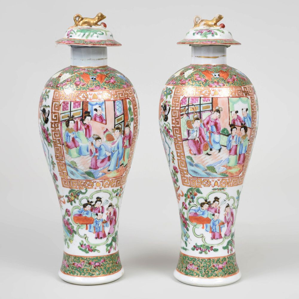 Appraisal: Pair of Chinese Export Rose Medallion Porcelain Vases and a