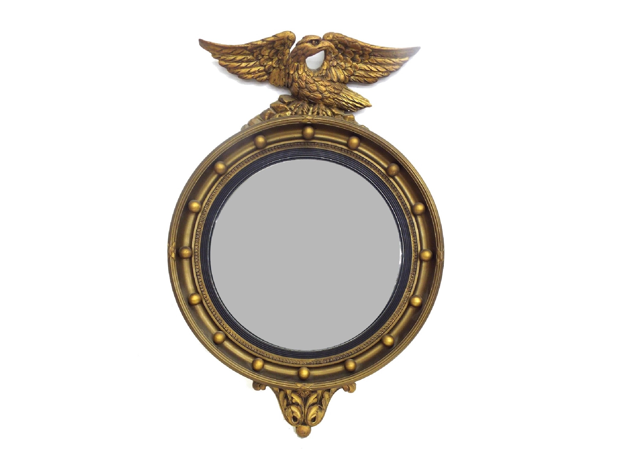 Appraisal: Regency style convex wall mirror mounted by an eagle high