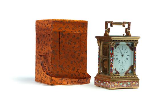 Appraisal: CHAMPLEVE CARRIAGE CLOCK L'Epee France retailed by Tiffany and Company