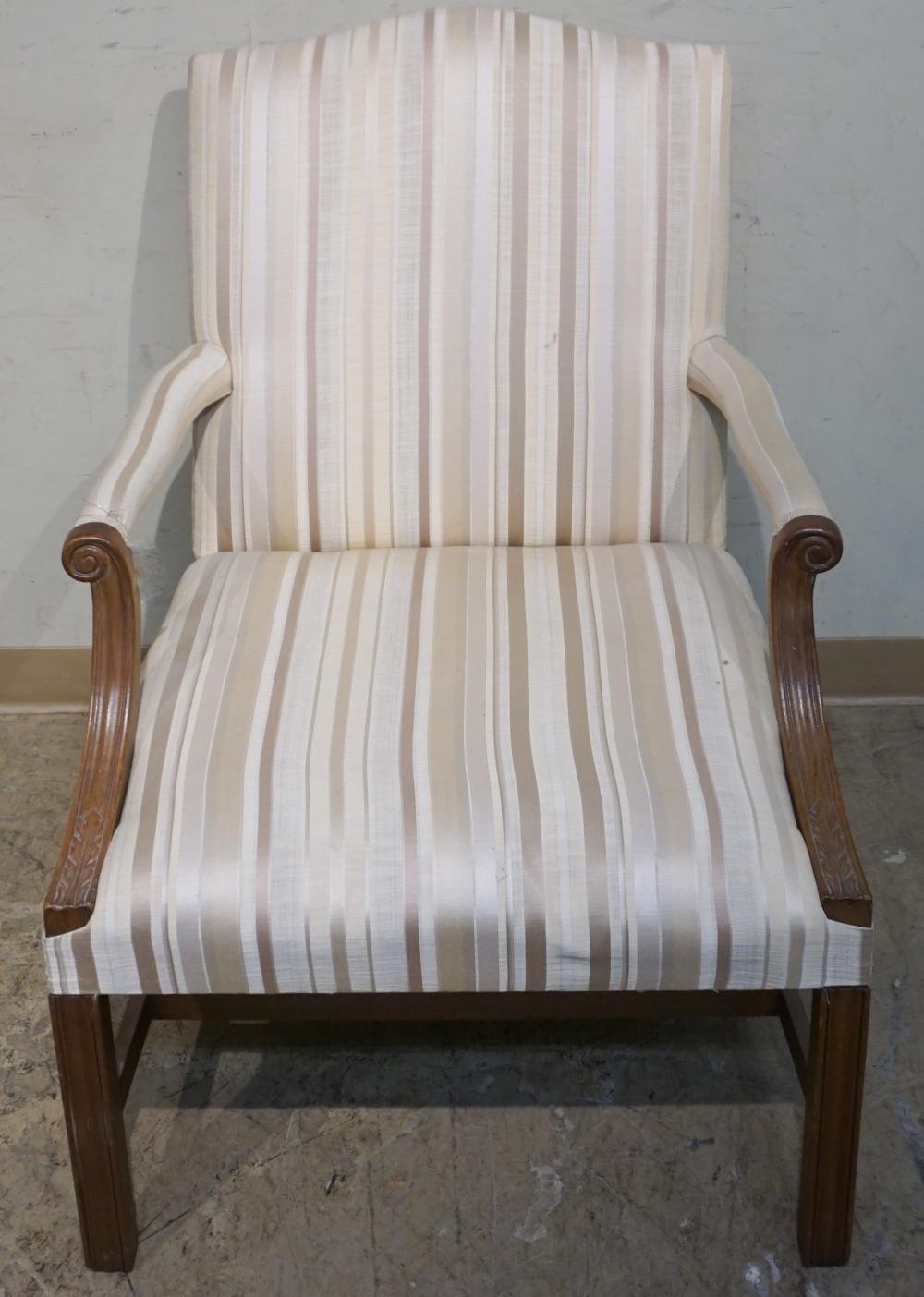 Appraisal: CHIPPENDALE STYLE MAHOGANY MARTHA WASHINGTON LIBRARY CHAIRChippendale Style Mahogany Martha