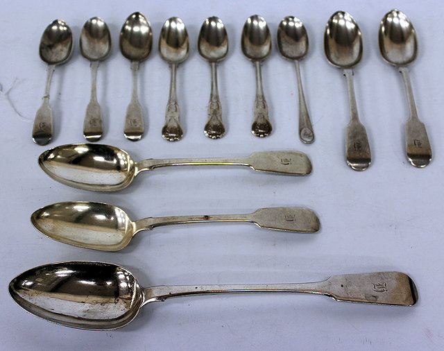 Appraisal: A SMALL QUANTITY OF VICTORIAN SILVER FIDDLE SPOONS to include