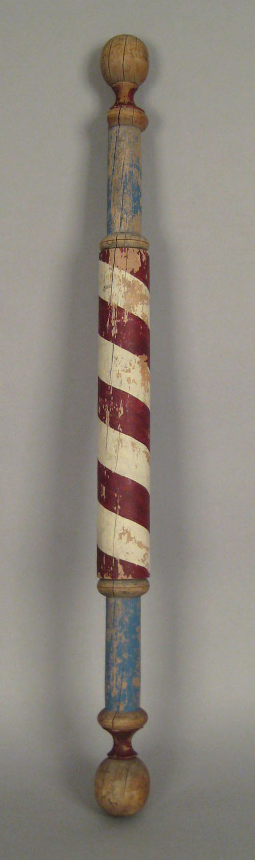 Appraisal: Turned and painted barber pole th c retaining its original