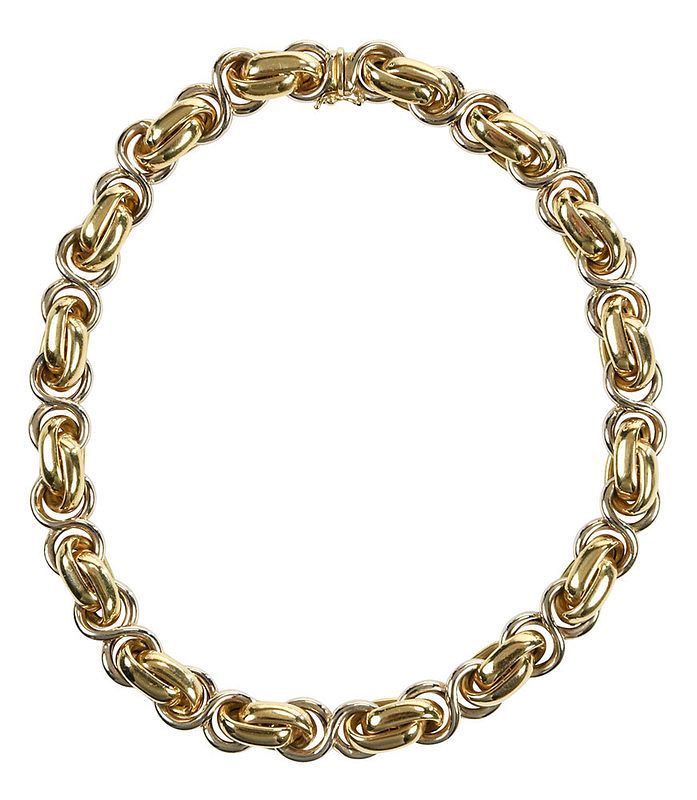 Appraisal: kt Necklace fancy link chain tested kt white and yellow