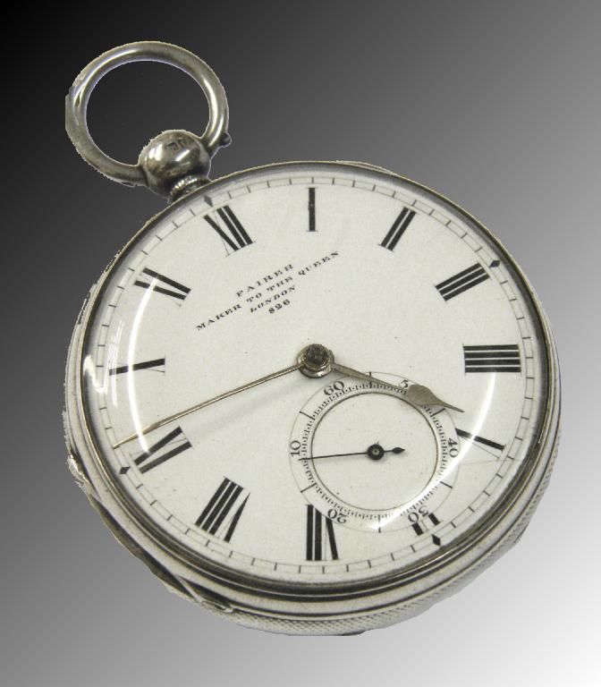 Appraisal: English silver fusee rack lever pocket watch hallmarked London the