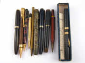 Appraisal: A quantity of pens and pencils comprising three Parker pens