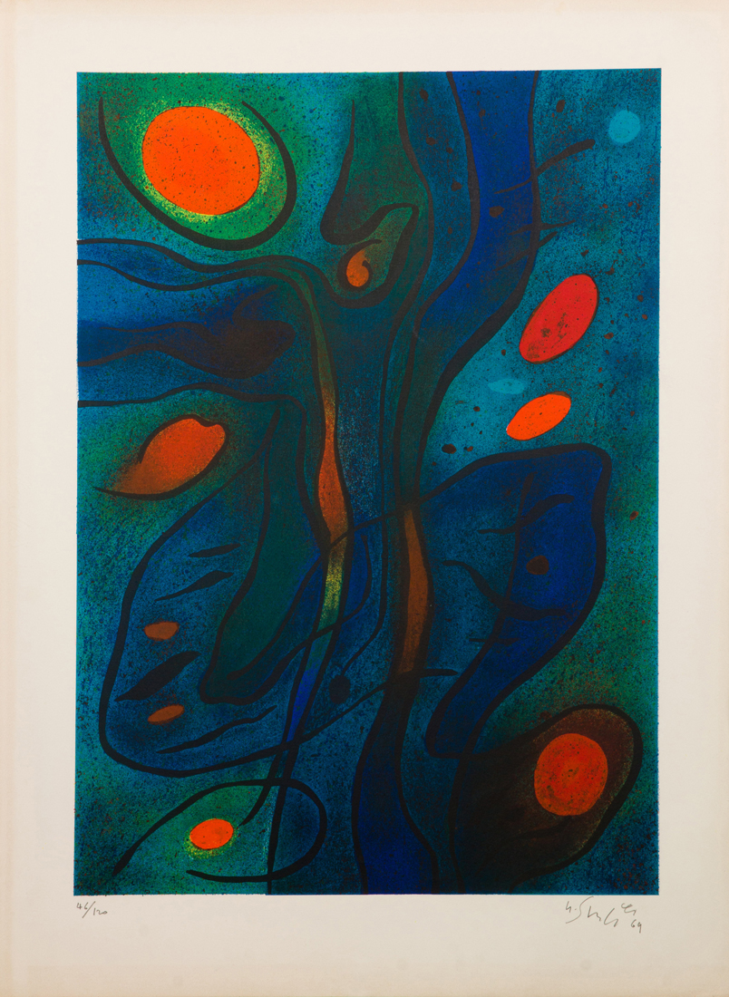 Appraisal: PRINT NICOLA SIMBARI Nicola Simbari Italian - Botanical Abstraction lithograph